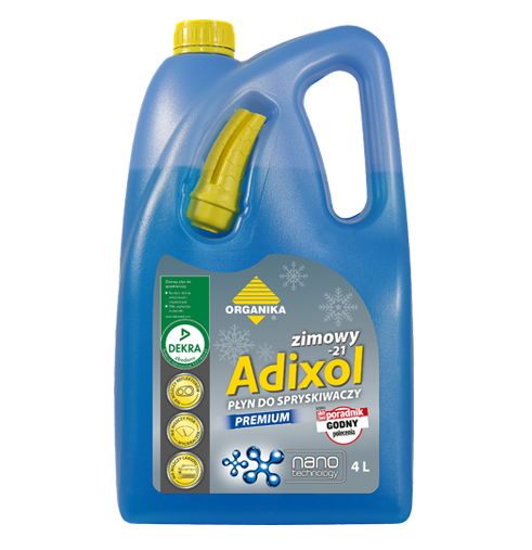 Zimowy płyn do spryskiwaczy Adixol Premium posiadający certyfikat DEKRA